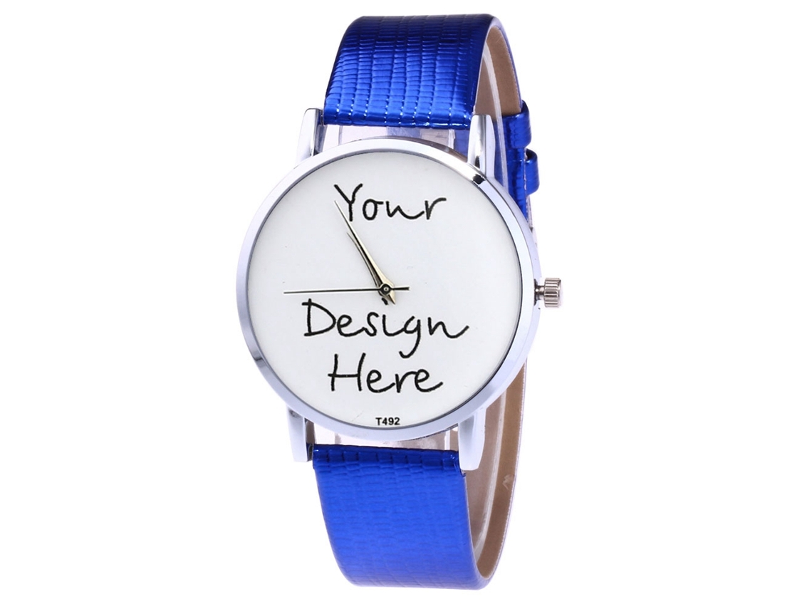 Reloj De Cuarzo Unisex De Pareja Con Correa De Cuero Pu Zhoulianfa Azul