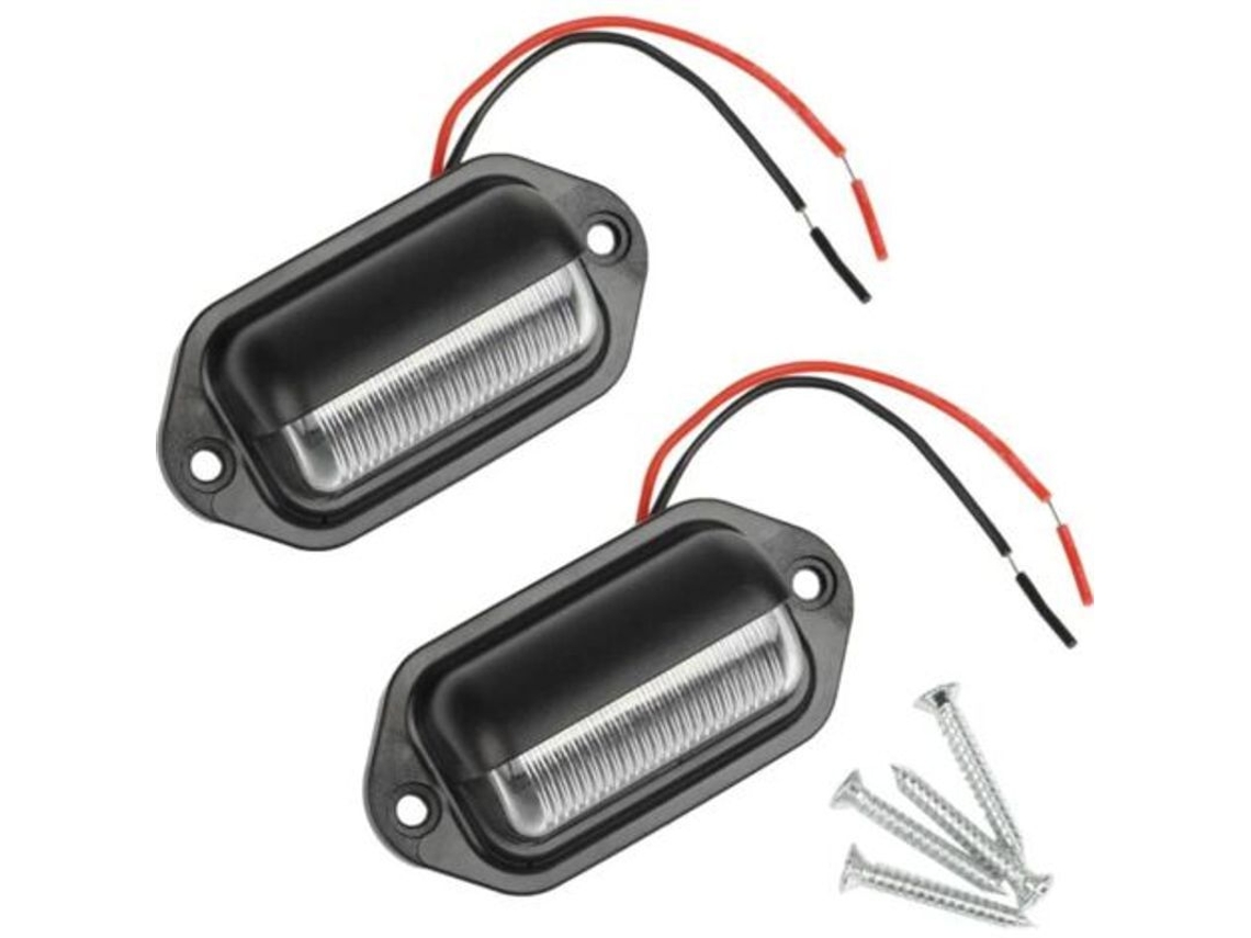 2 Luces Led Impermeables Para Matrícula Con 6 Led Para Camiones, Furgonetas Y Coches, 12v/24v
