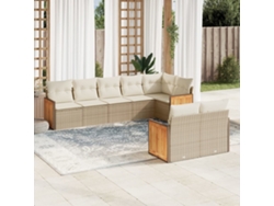 Conjunto de sofá de jardín con cojines, mimbre beige PE Dkd Home Decor