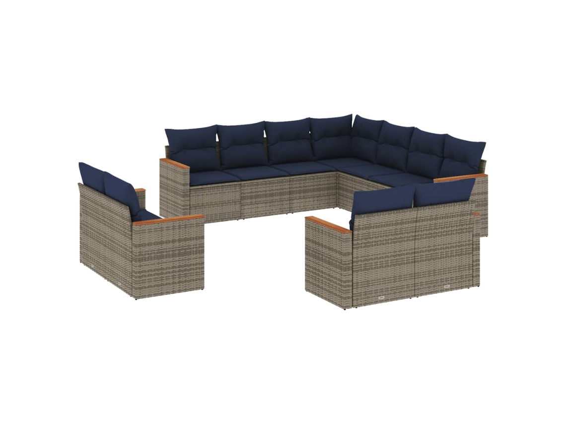 Maison Exclusive - Conjunto De Sofá De Jardín De 11 Piezas Con Cojines, Poliratán Gris
