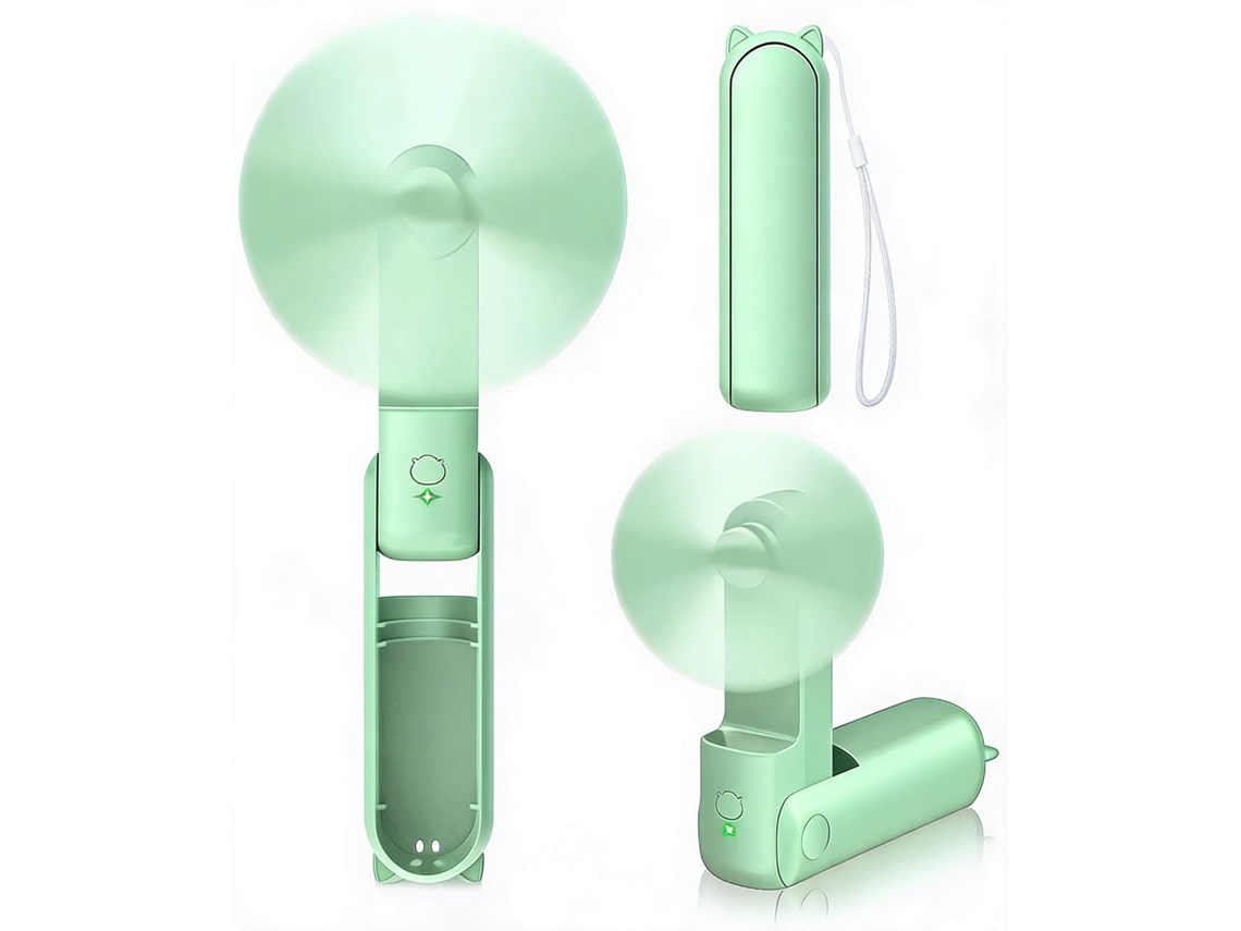 Mini Ventilador Portátil 2 En 1 Con Batería Externa, Diseño Compacto Para El Verano Henten Home 1200 Mah Verde
