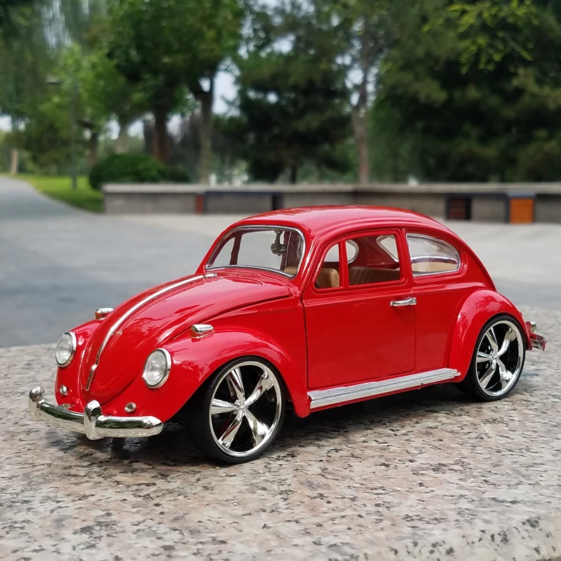 (vermelho) Fusca Clássico Em Escala 1:18, Miniatura De Metal Fundido