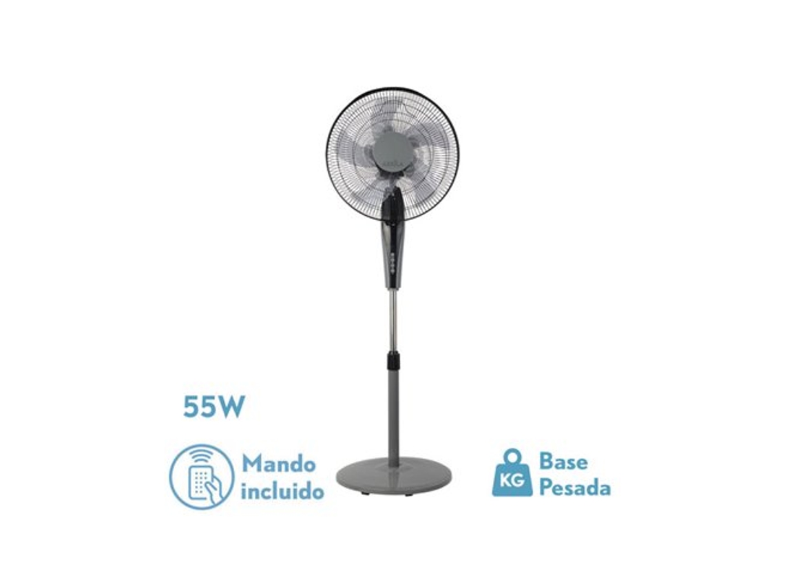 Ventilador de Pie Borlon Negro/Gris 55W 3 Velocidades Oscilante FABRILAMP