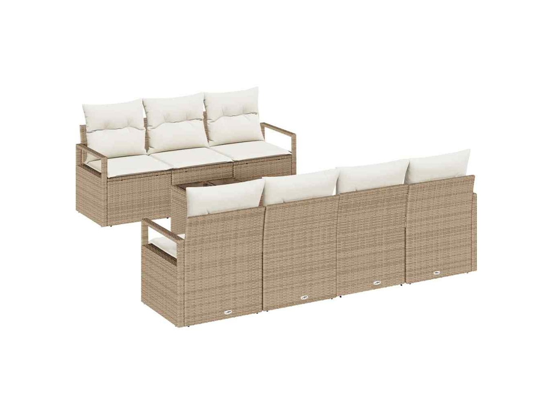 Maison Exclusive - Conjunto De Sofá De Jardín Con Cojín Manual 8 Pcs Beige Y Crema