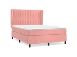 Maison Exclusive - Cama Box Spring Con Colchón Terciopelo Rosa 140x190 Cm