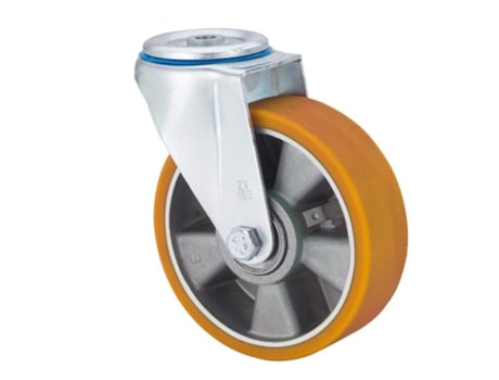 Rueda giratora agujero m12 20zvl80-aub aluminio-poliur.naranja eje bolas ALEX