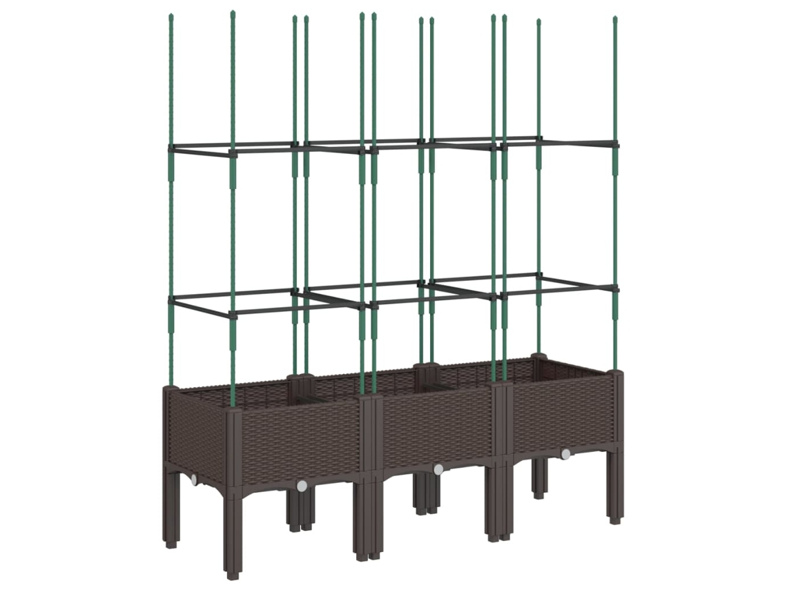 Jardinera con enrejado PP marrón VIDAXL (120 x 40 x 142.5 cm)