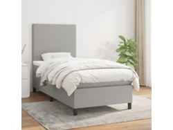 Cama box spring con colchón tela gris claro 90x200 cm