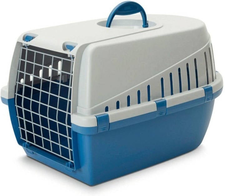 Transportin Trotter Para mascotas hasta 10 kg con puerta de metal perros y gatos transportín global azul 58x48x39cm