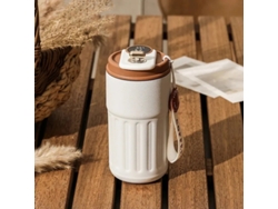 Taza térmica de acero inoxidable, diseño exquisito, práctica para beber. Mdug (blanca)