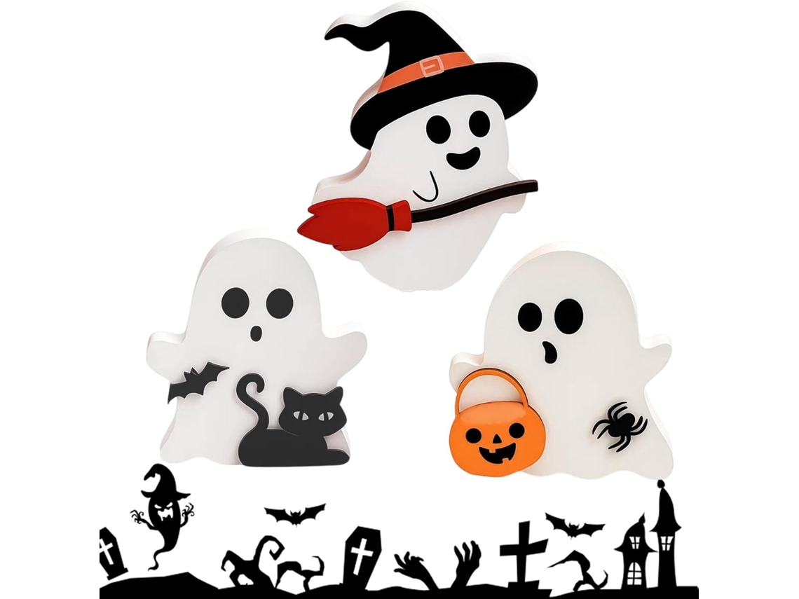 Divertido juego de 3 escobas de bruja para decoración de mesa de Halloween, decoración de Halloween Tommy01