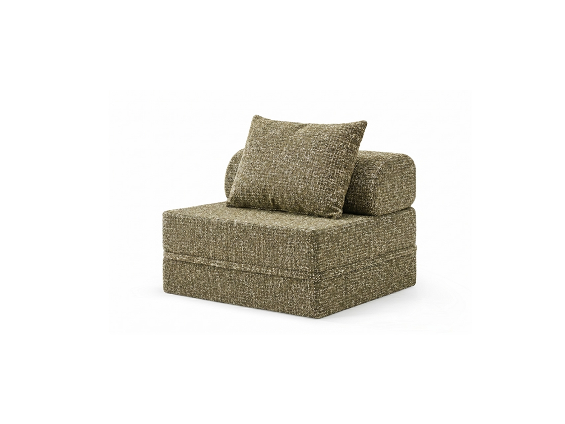 Sofá Modular 1 Lugar Convertible Tweed Verde Oliva