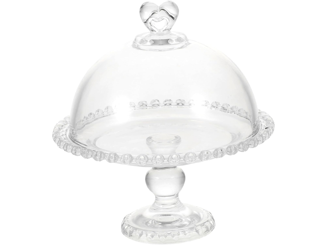 Bandeja De Vidro Com Cúpula Transparente Para Proteger Bolos E Sobremesas.