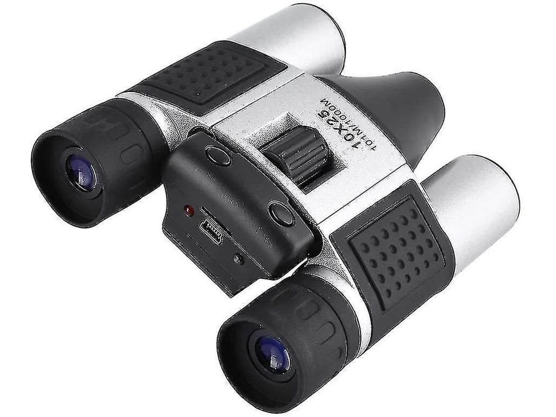 Binoculares 10x25 con cámara digital, gran aumento, ligeros y compactos, para deportes al aire libre, grabación de video DVR, Yizhood (plateados)