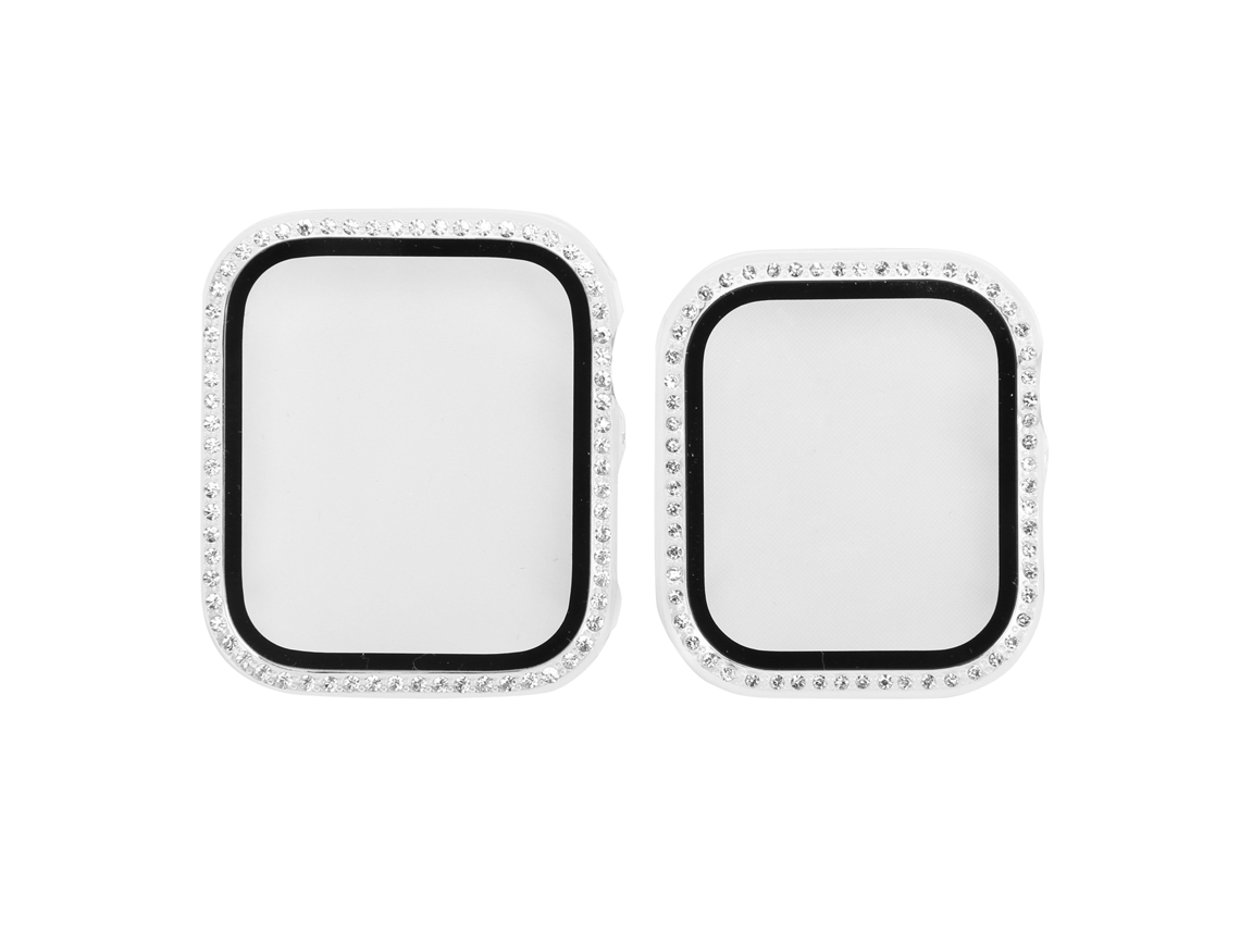 2 Fundas Protectoras Brillantes De Cristal Con Protector De Pantalla Para Relojes Ios De 40 Mm Y 44 Mm.