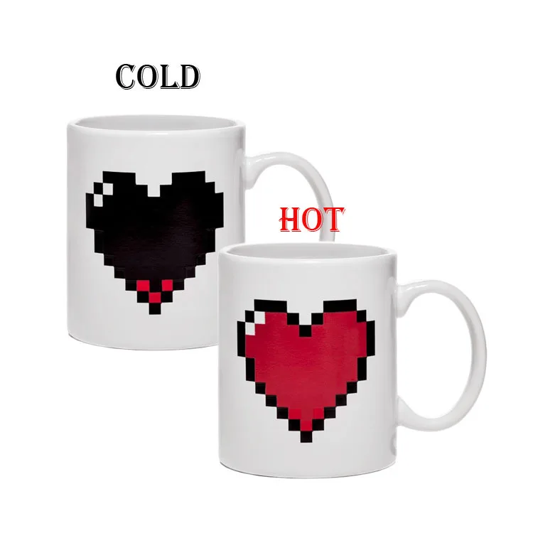 (amor 330ml) Taza/vaso De Cerámica Con Forma De Corazón Que Cambia De Color Con La Temperatura Para Uso Doméstico.
