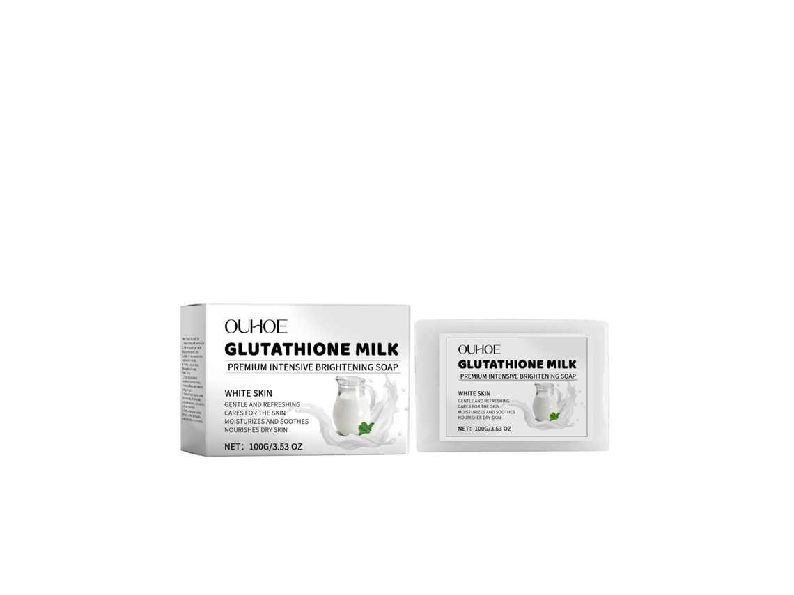 Jabón aclarante con leche para una piel radiante en la ducha.