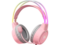 Auriculares gaming con cable para PC / PS4 / PS5 / Xbox / Switch con sonido envolvente virtual y micrófono con cancelación de ruido - Rosa