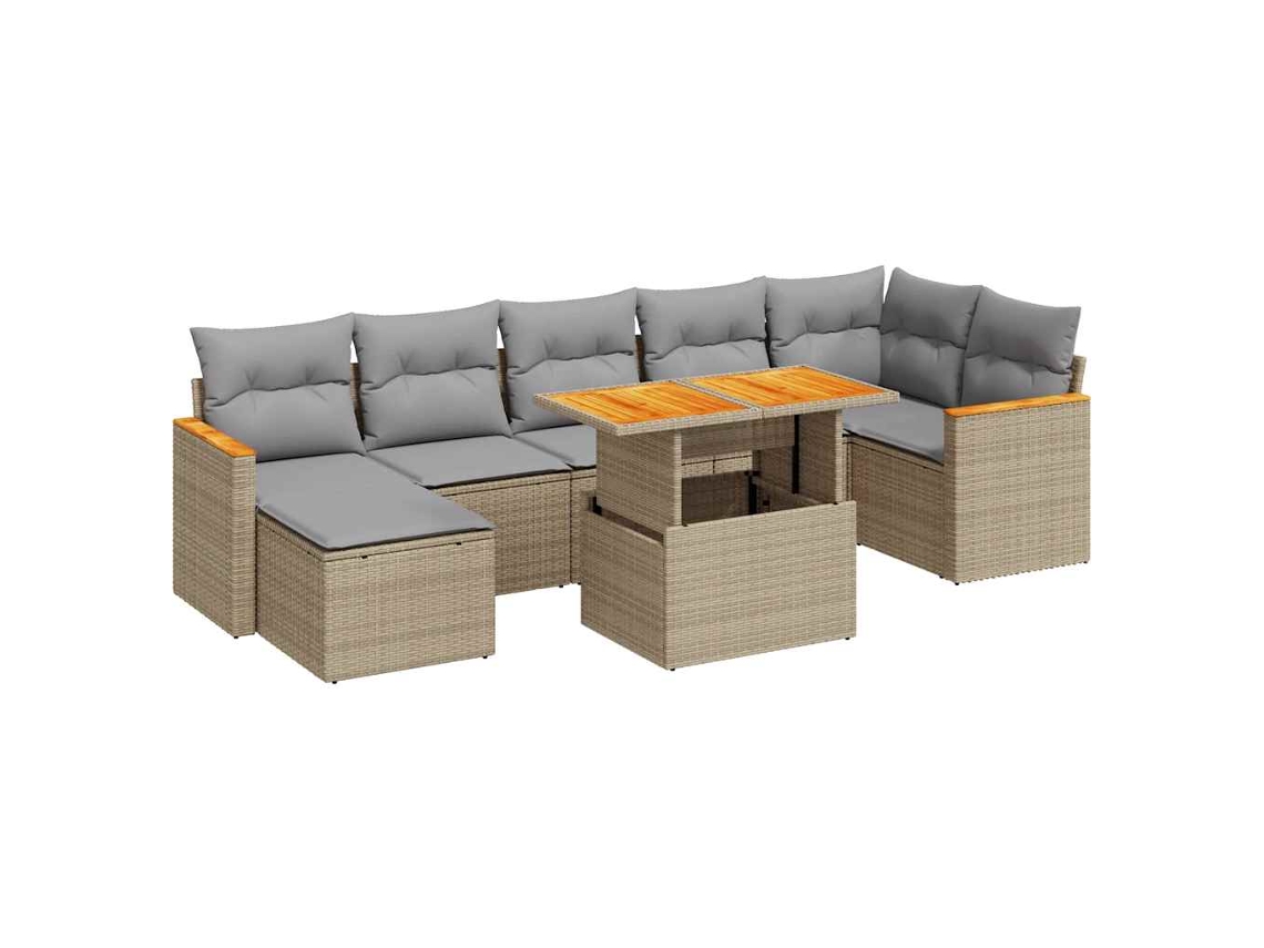 Maison Exclusive - Set Sofás Jardín Y Cojines 8 Pzas Ratán Sintético Acacia Beige