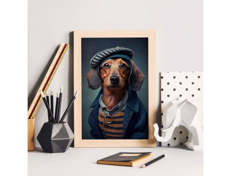 NACNIC Lámina Dachshund Curioso En Estilo Fotografía A Todo Color Divertidas Ilustraciones Realistas De Animales Con Ropa Humana