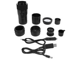 Cafetera eléctrica portátil de color negro con cable USB y cable de alimentación para cenicero de coche.