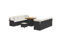 Maison Exclusive - Conjunto De Sofá De Jardín Con Cojín 11 Pcs Negro Y Crema