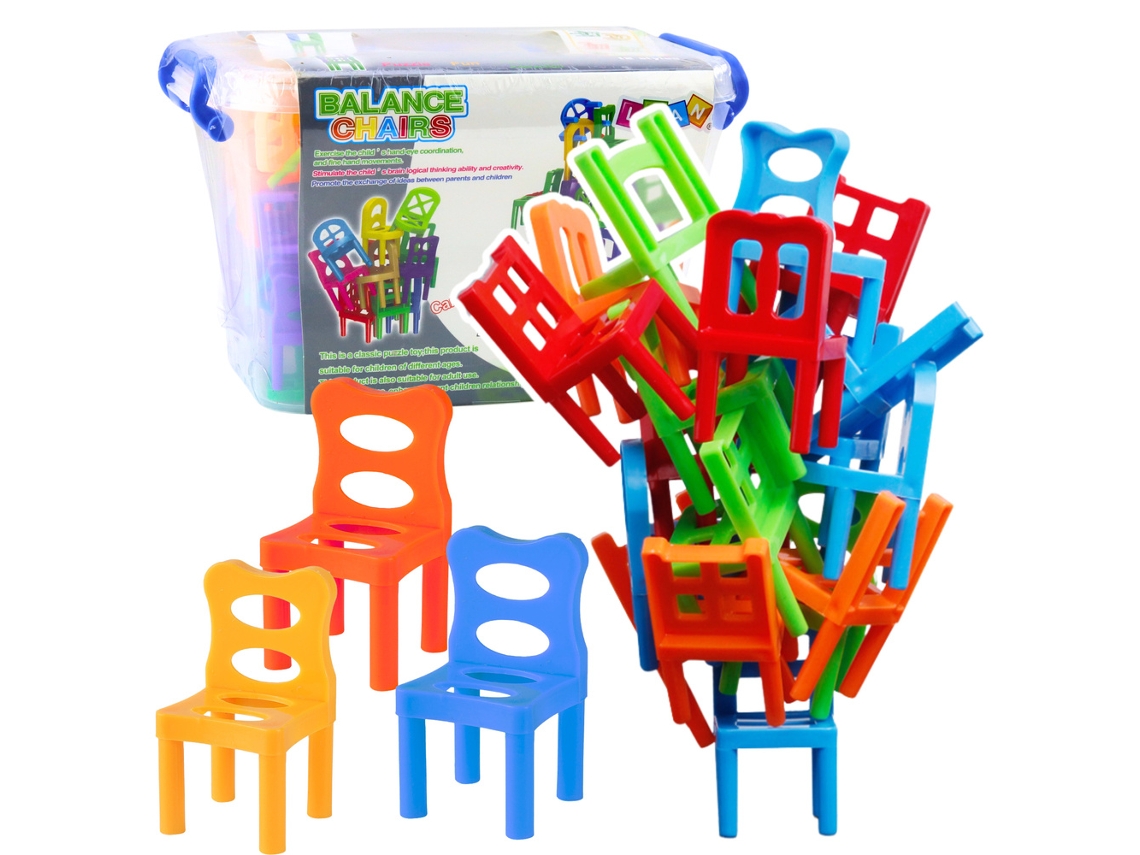 Juego Arcade Falling Balance Chairs 48 Piezas Coloridas B.active