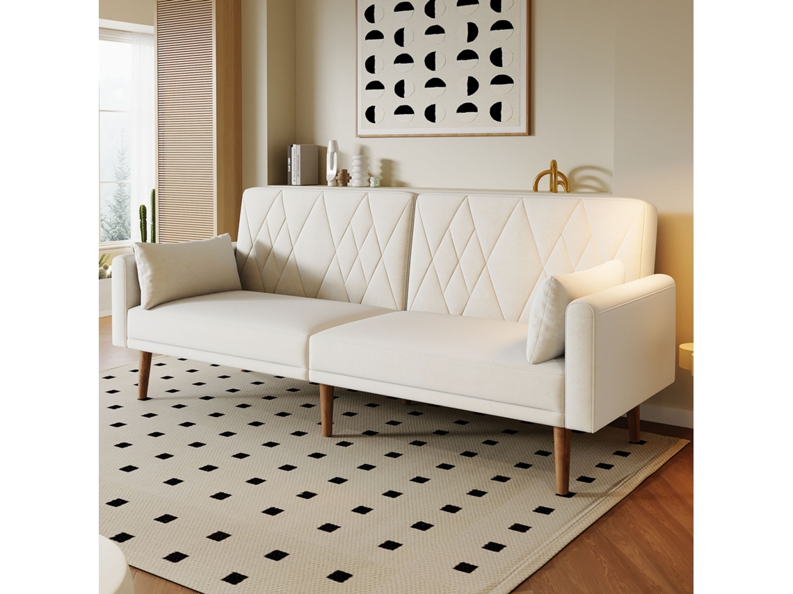 Sofá de dos plazas 180x75x82cm Respaldo regulable Estilo terciopelo beige