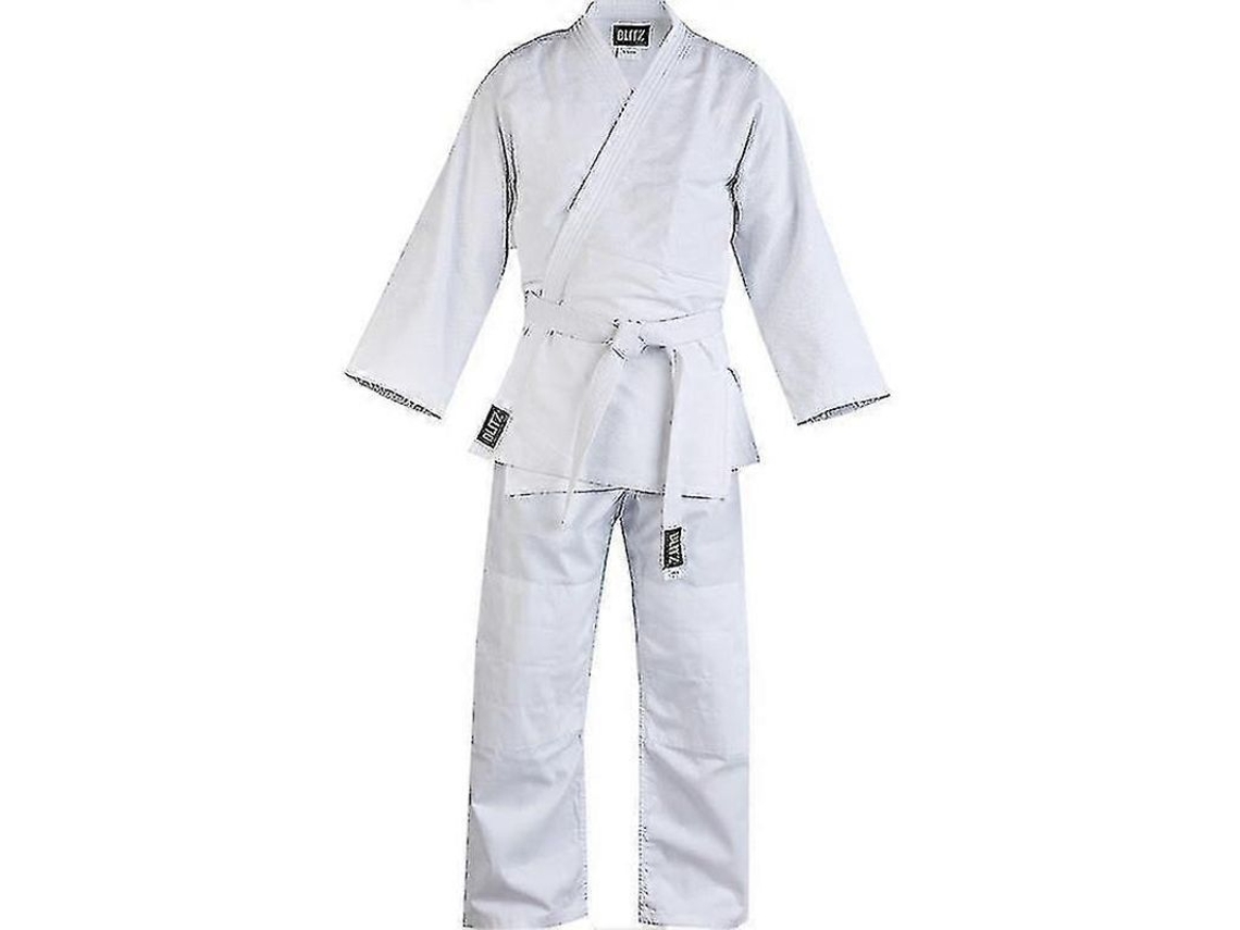 Traje De Judo Para Niños Negro Ligero 350g Con Cinta Blanca 35% Algodón 65% Poliéster 120 Cm Blanco
