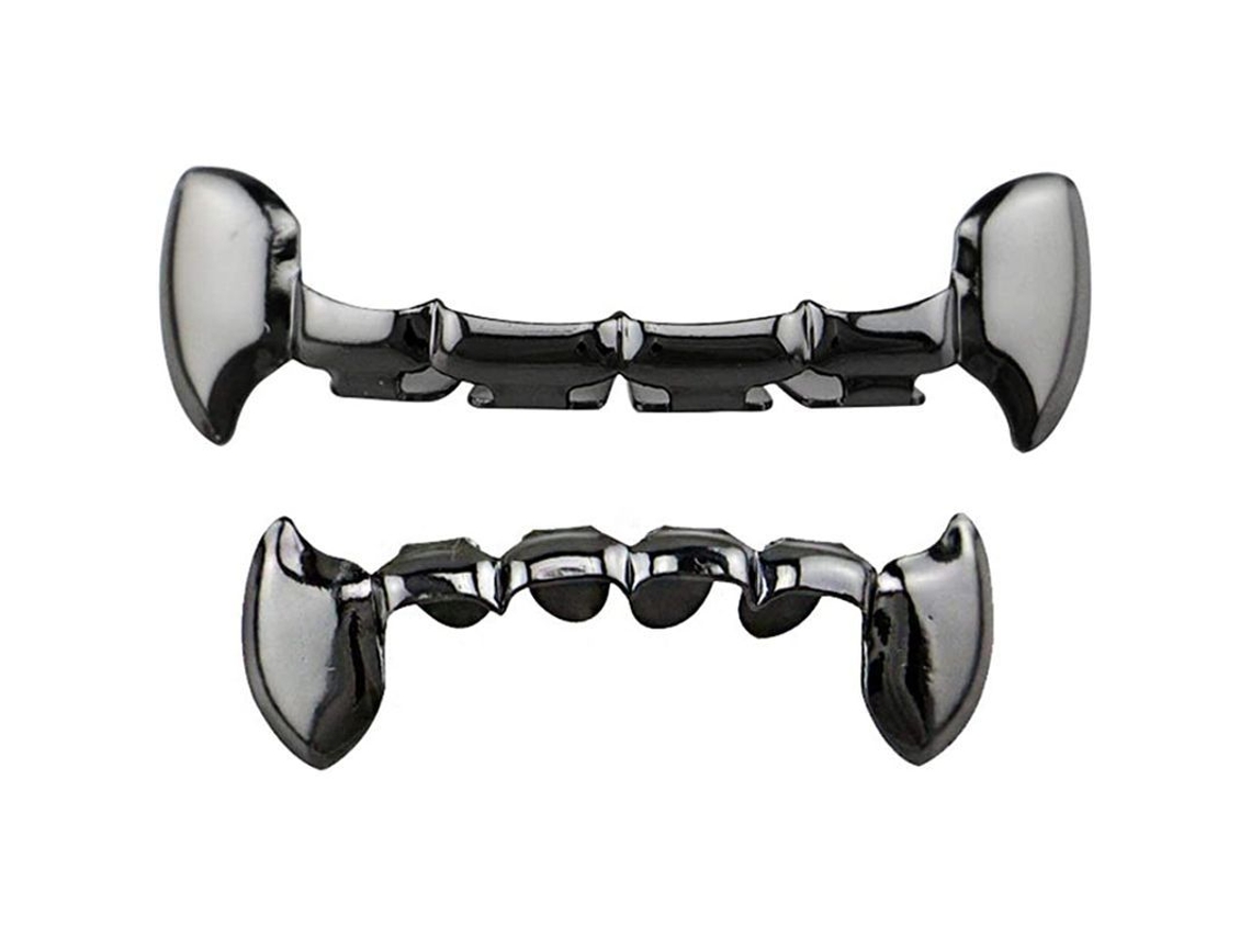 Juego De Fundas Dentales Superiores E Inferiores Chapadas En Oro De 18 Quilates Con Colmillos De Vampiro Para Hombres Y Mujeres.