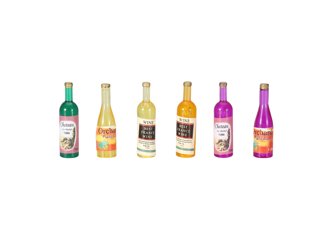 KOFIHETY Botellas Miniatura 1:12 para Bar y Cocina, Juego de 6 Unidades, Decoración para Casa de Muñecas