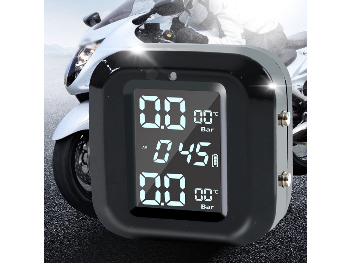 Sistema Inalámbrico De Monitorización De La Presión De Los Neumáticos De Motocicleta Con 2 Sensores Externos Impermeables.
