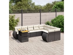 Conjunto de sofás de jardín de 10 piezas DKD Home Decor con cojines de mimbre negros