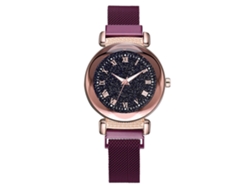 Reloj De Pulsera De Estilo Casual Para Mujer Con Esfera Redonda Y Movimiento De Cuarzo Morado.
