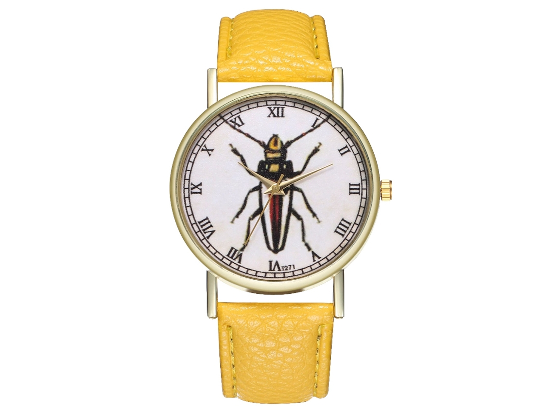 Reloj De Pulsera Retro De Moda Unisex De Cuarzo Zhoulianfa Amarillo