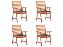 Sillas de comedor de jardín de 4 piezas DKD Home Decor con cojines de acacia maciza