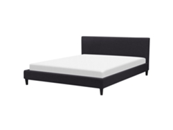 Cama con somier BELIANI Fitou de Poliéster Negro 190x214x87