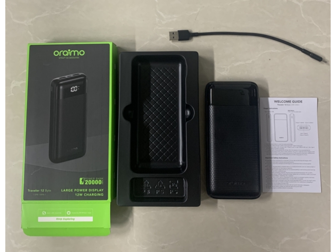 Irrigador Dental Inalámbrico Portátil Oraimo De 20000 Mah Con Pantalla Intuitiva Y Doble Salida Usb.