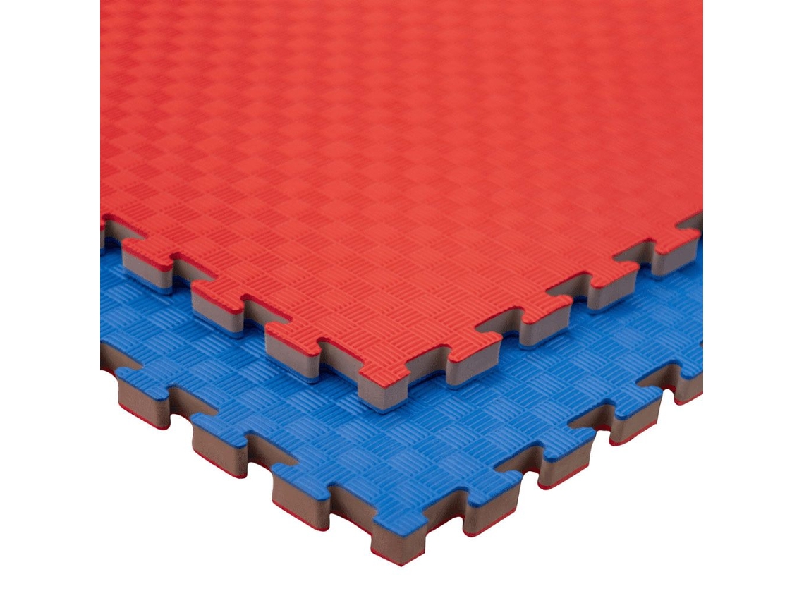 Tatami Puzzle 5 PIEZAS (5m² ) con más Densidad para Gimnasio Artes Marciales Judo Suelo Tatami Profesional 25mm Colores Rojo/Azul Reversible
