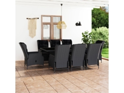 unidades Conj. Jantar Exterior C/ Almofadões Vime Pe Cinza Escuro Dkd Home Decor