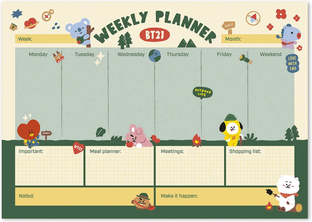 Planner Semanal BT21 Weekly Planner Pad (A3)