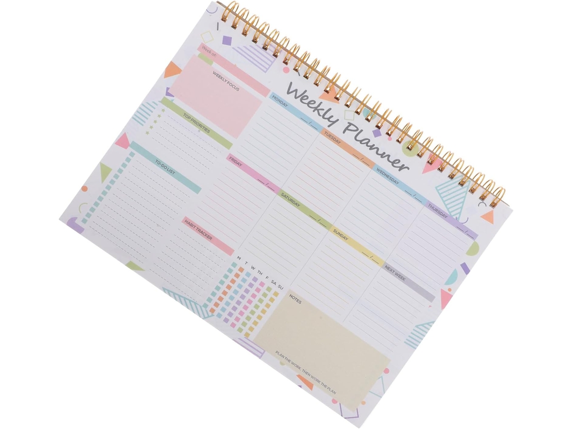 Cuaderno Semanal B5 Con Espiral, Planificador Sin Fecha, De Tareas Y Diario De Alimentación