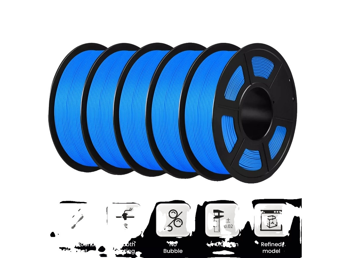 Filamento PLA mate, 1,75 mm de diámetro, ecológico, azul mate, 5 rollos, OEM