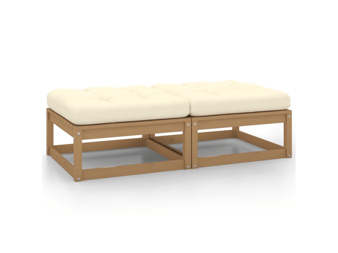 Taburetes De Jardín Con Cojines 2 Uds Madera Pino Marrón Miel