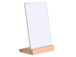 JILLIOPER Placa de Mesa Acrílica en Forma de T con Soporte de Madera de Haya para Oficina Cartel de Comida Tarjeta de Precio en Madera Maciza A4