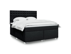 Cama Box Spring Con Colchón Tela Negro 180x200 Cm