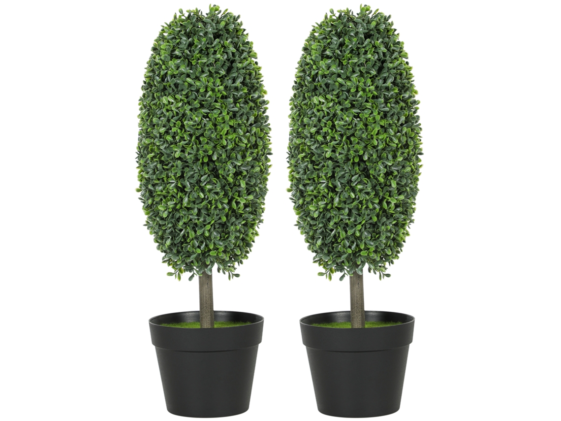 2 Árboles Artificiales Uv Maceta Cemento Verde