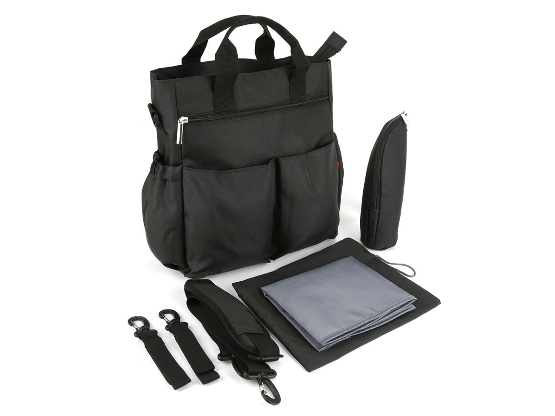 Bolso Cambiador Para Bebé Con Sistema De Suspensión Para Cochecito, Gran Capacidad, Portátil, Negro.