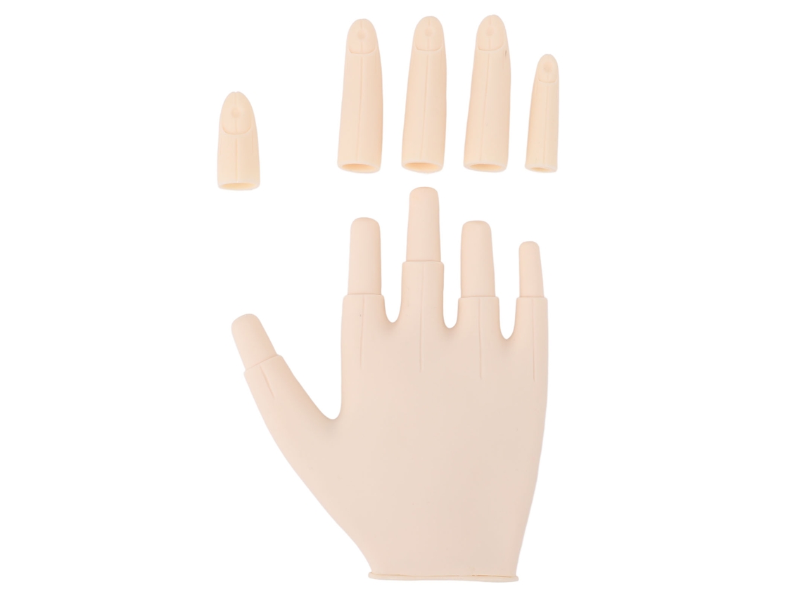 Mão De Prática Para Unhas De Acrílico De Borracha Macia Com Articulações Móveis Dedo Flexível Treinamento Manicure