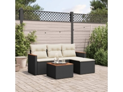 Conjunto de 5 sofás de jardín con cojines de mimbre sintético negro, Dkd Home Decor
